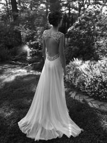 wedding photo - A Line Ivory Backless Wedding Dresses, Long Backless Prom Dresses