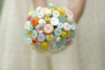 wedding photo - The Sweet Rosie Bouquet - Pastel love heart alternative button bouquet