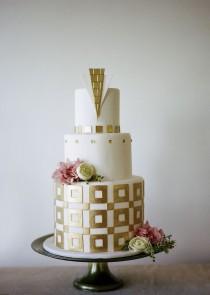wedding photo - Aqua & Gold Cake