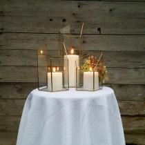 wedding photo - Gold Candle Holder, Lighting, Wedding Centerpiece, Stained Glass Vase, Geometric Vase, Glass Planter