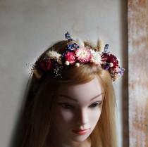 wedding photo - Dried Flower Crown, wedding wreath, Dried Floral Headband, Bridal Crown, Rustic Headband, Floral Head Wreath, Hair Accessories, dried flower
