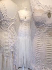 wedding photo - Boho wedding dress white and pure,bridal gown eco friendly,bohemian wedding dress lace up,victorian wedding gown,steampunk wedding dress raw