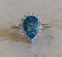 wedding photo - London Blue Topaz Engagement Ring- December Birthstone Ring- Promise Ring for Her- Gemstone Ring- Proposal Ring- Sterling Silver Ring