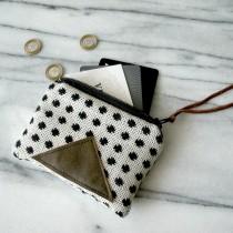 wedding photo - Mini wallet / zip pouch / change purse / polka dot pouch / geometric pouch / modern minimalist pouch / gifts for her / gifts under 25