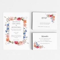 wedding photo - Printable Wedding Invitation Set - Spring Garden Floral Wedding Invites- Ready to Print PDF - rsvp card- Letter or A4 Size (Item code: P612)
