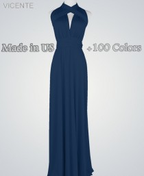 wedding photo - Navy Blue bridesmaid dress Long infinity dress Convertible dress Multiway dress