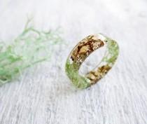 wedding photo - Mint green gold rings for women hypoallergenic rings Nature art Moss terrarium jewelry green resin ring natural jewelry Mint ring Vegan gift
