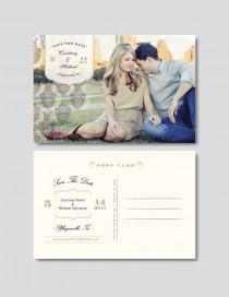 wedding photo -  Vintage Save the Date Postcard Template (PSD) - Digital Download - s0006 - Wedding Photography Photoshop Template