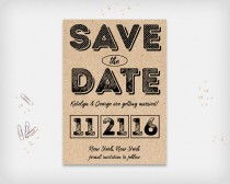 wedding photo -  Printable Save the Date Card, Wedding Date Announcement Card, Kraft Paper Black or White Text, 5x7" - Digital File, DIY Print
