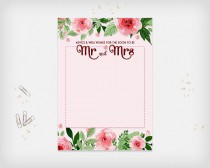 wedding photo -  Bridal Shower Advice & Well Wishes Card, Pink Flowers Design, 7x5" - Digital File, DIY Print - Instant Download