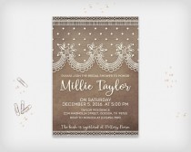 wedding photo -  Vintage Lace Bridal Shower Invitation Card, Vintage Dark Brown with Cream Lace, 5x7" - Digital File, DIY Print
