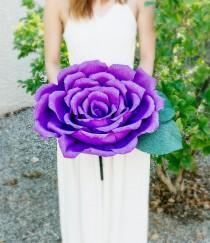 wedding photo - Handmade giant crepe paper flower with or without stem, wedding bouquet, bridesmaid bouquet,  decoration, Summer, Spring, paper rose.