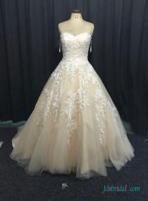 wedding photo - Sweetheart neck champagne colored ball gown wedding dress