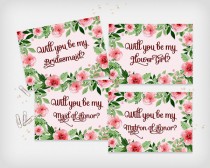 wedding photo -  Will you be my Bridesmaid? Maid of Honor, Matron of Honor, Printable Proposal Card Set, 7x5" - Digital File, DIY Print - Instant Download