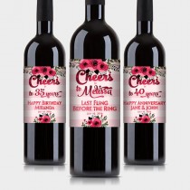 wedding photo -  Decorative Rose Wine Bottle Labels, Customized - Bridal Shower, Birthday, Anniversary Party - DIY Print, Printable PDF