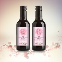 wedding photo -  Bridal Shower Party Favor Mini Wine Bottle Labels, Customized - Pink Rose Mini Wine Labels - DIY Print, Printable PDF