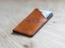 wedding photo - Custom Leather Wallet, Minimalist Wallet, Mens Christmas Present, Groomsmen Gift, Mens Wallet (Tan Color)