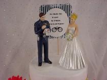 wedding photo - Elegant Bride with Bridal Veil and Policeman Wedding Cake Topper Law Enforcer Romantic Police Officer  Couple We Do Figurines Mr Mrs - P3A