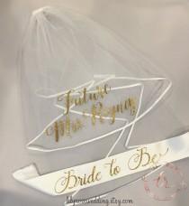 wedding photo - Bachelorette Veil and Sash, Future Mrs Veil, Personalized Veil, Bride to Be Sash, Bachelorette Party Veil, Bridal Shower Veil and Sash