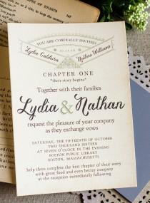 wedding photo - Vintage Story Book Wedding Invitation -literary wedding - library wedding - bookworm wedding - invite for book lovers - fairy tale  wedding
