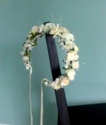 wedding photo - Ivory Vintage style Bridal flower crown -Lady Madonna- Custom made to order idea headpiece statement hair wreath Wedding hair accessories