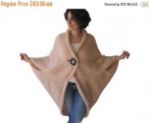 wedding photo - CLEARANCE 50% Plus Size Over Size Light Pink - Salmon Wool Overcoat - Poncho - Cardigan
