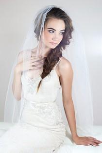 wedding photo - Lovely cut edge two layer bridal veil 30" X 36" on comb raw edge unfinished