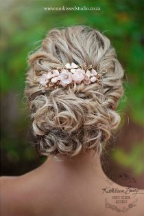wedding photo - Rose Gold Hair Comb Hairpiece Blush Pink - Wedding Bridal Hair Accessories - Veil Comb - Gold - Silver Option