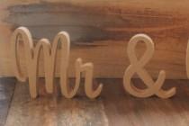 wedding photo - Mr & Mrs Wedding Sign, RAW Unpainted, Custom wooden wedding table decoration sign. Sweetheart Font 15cm (150mm) High
