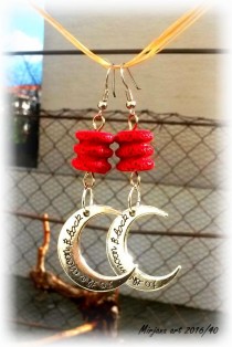 wedding photo - To the moon and back, Valentines gift for her, statement earrings, graduation gift for her, red coral earrings, best friend gift, sweet 16