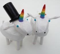 wedding photo - Rainbow Bride and Groom Unicorns for your Wedding Cake