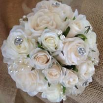 wedding photo - Beautiful Vintage Inspired Silk Rose Wedding Bouquet.