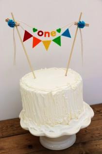 wedding photo - First Birthday Cake Banner, Birthday Cake Banner, Rainbow Cake Banner, One Cake Banner, Birthday Cake Bunting:  Rainbow One