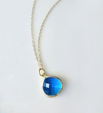 wedding photo - Simple Sapphire Necklace - Royal Blue Sapphire Necklace