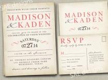 wedding photo - Wedding Invitation Invitations Invite Invites Announcement Announcements RSVP Cards Postcards Coral peach vintage rustic gray yellow navy +