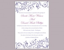 wedding photo -  DIY Wedding Invitation Template Editable Word File Instant Download Purple Wedding Invitation Purple Invitation Elegant Printable Invitation