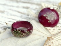 wedding photo - eco resin ring-plant resin ring-flower petals-nature inspired engagement rings-resin ring flower-rings nature-bright-Resin Jewelry gift