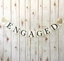 wedding photo - ENGAGED BANNER, engaged sign, engaged photo prop, engagement sign, engagement banner, engagement photo prop