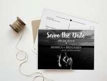 wedding photo -  Save The Date Photo Postcard, Brush Calligraphy Script & Heart Line, Printable Photo Save the Date Card, Custom Save the Date, DIY Printable