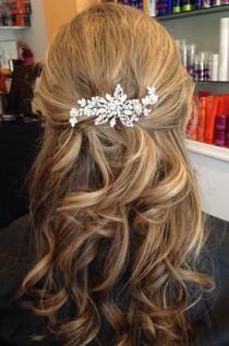 wedding photo - Vintage Inspired Bridal Hair Accessories, Rhinestone Wedding Hair Clip, Swarovski Crystal And Pearl Hair Clip, Bridal Hair Comb, Hair Vine
