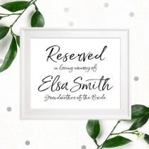 wedding photo -  Wedding Memorial Seat for a Lost Love one-Stylish Hand Lettered in Loving Memory Personalize Signs-Printable Calligraphy Memory Plaque