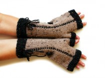 wedding photo - Hand Knit Gloves, Boho Gloves, Fingerless Gloves Mittens