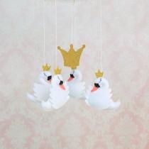 wedding photo - Princess swan crib mobile - baby nursery decor - baby shower gift