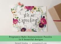 wedding photo - Pregnancy baby announcement puzzle, pink sash, we're having a baby, you're going to be grandparents, new parents, another pea to our pod