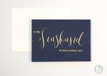 wedding photo - Husband Wedding Day Card - navy with gold calligraphy 