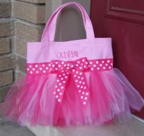 wedding photo - Ballet bag, Emboidered Dance Bag, Tutu tote bag, Pink Tote Bag, Personalized Tote bag, Naptime21, MINI Tutu Ballet Bag - MTB24 - D