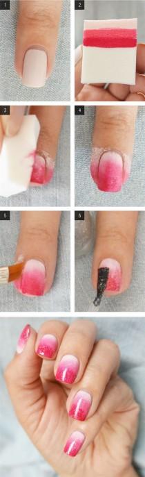 wedding photo - Lovely Pink Ombre Nails-DIY