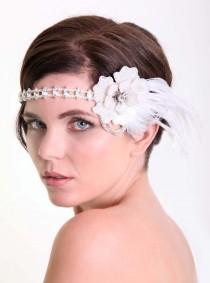 wedding photo - Forehead bridal headband , Downton headdress , Forehead jewellery , 1920s wedding , bridal headband- Bridal headdress