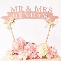 wedding photo - Rustic Pink Paper Wedding Cake Toppers