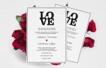 wedding photo -  Black LOVE Heart Wedding Invitation Templates